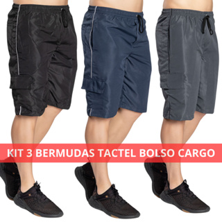 Kit 3 Bermudas Shorts Tactel Academia Treino Atividade Física Tecido reforçado com bolsos cargo Plus Size até tamanho G2 em Oferta na Shopee