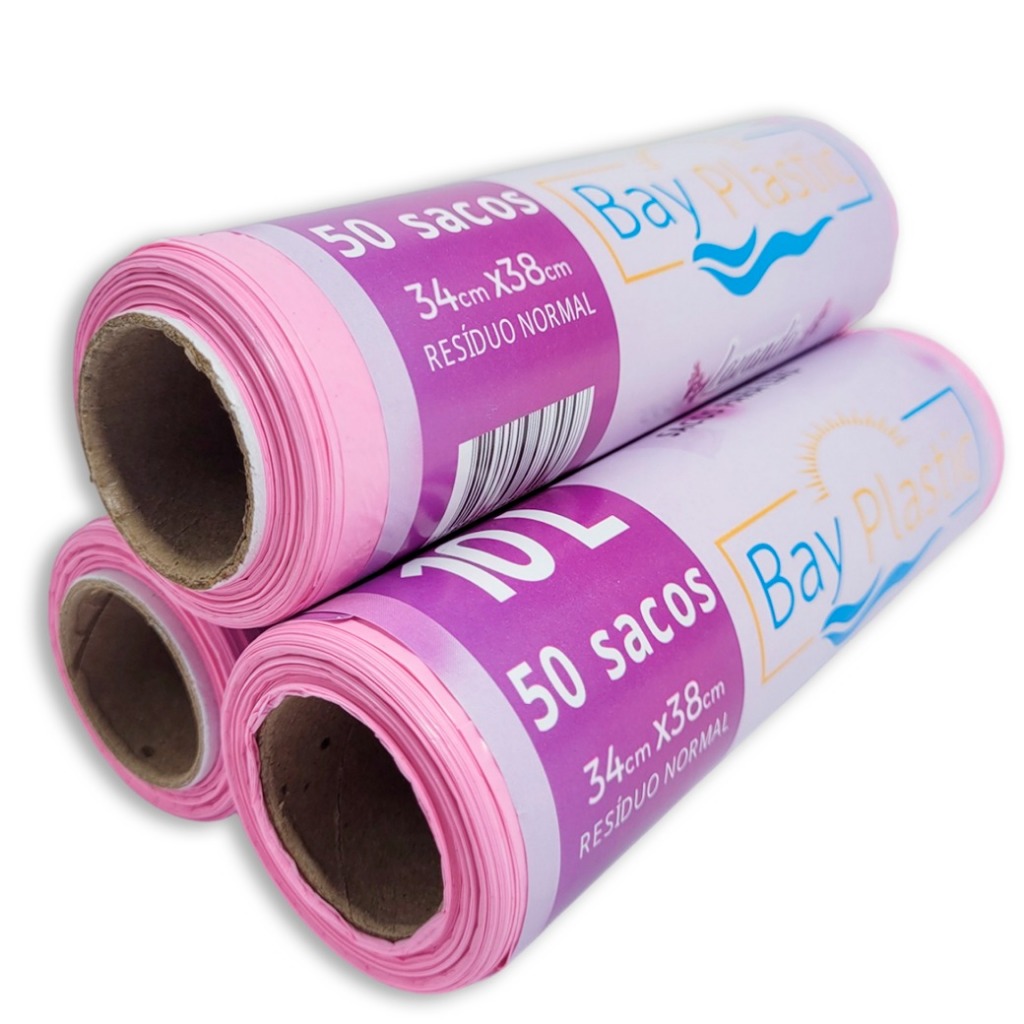 Kit Sacos de Lixo 3 rolos Perfumados Lavanda 150un 10L Anti Odores e Insetos - Bay Plastic