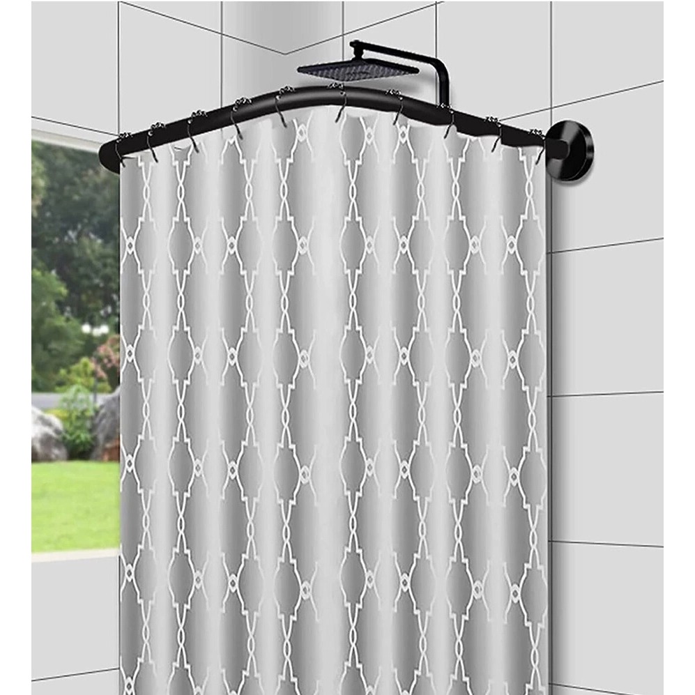 Suporte Cortina Box Alumínio Banheiro Varão Tubo Curvo Aço Em L em Oferta na Shopee