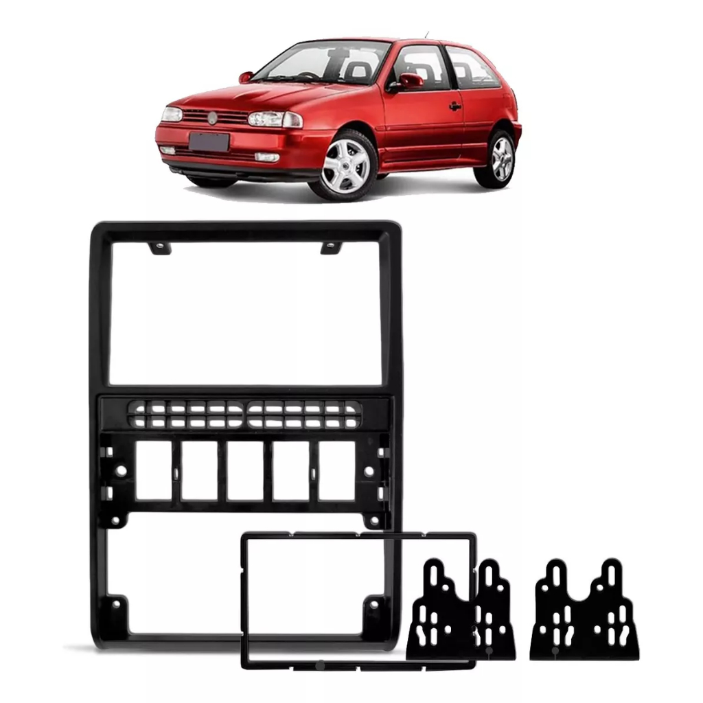 Moldura Painel Para Multimídia 7 Polegadas 2 Din VW Gol G2 Bola 1994-2005/ Parati 1996-1999/ Saveiro 1998-2000 Preta