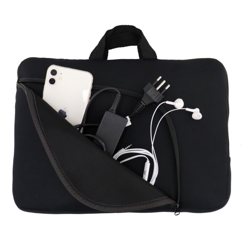 Pasta Case Capa Notebook com Bolso - Resistente, Impermeável, Neoprene, Alça Externa - Tamanho Universal