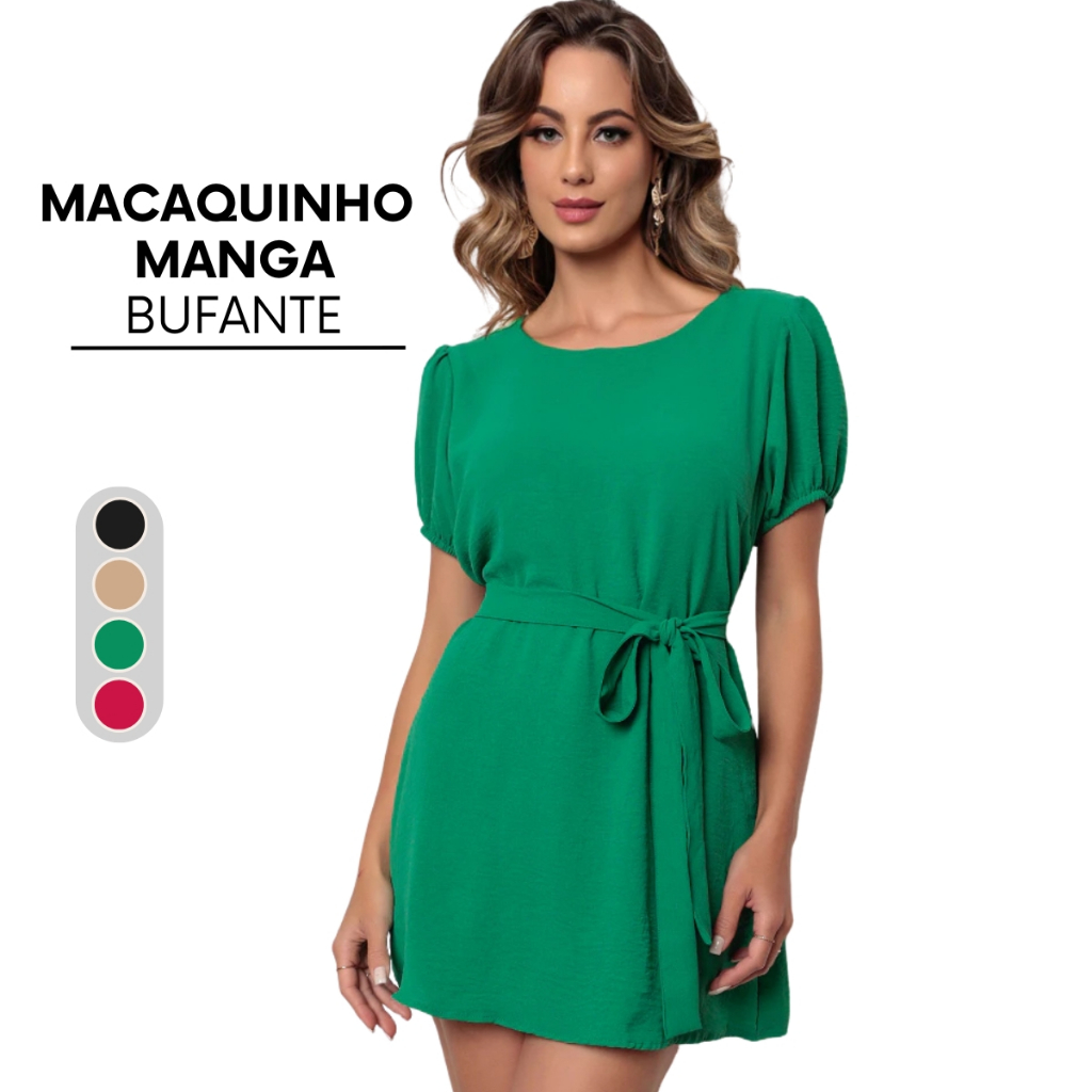 Macacão Feminino Vestido Macaquinho Curto Soltinho Confortável  Duna
