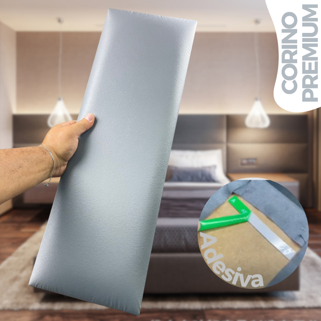 Cabeceira de Cama Modulada Módulos em Corino 60x20cm Estofada, Confortável, Adesiva para Cama Box