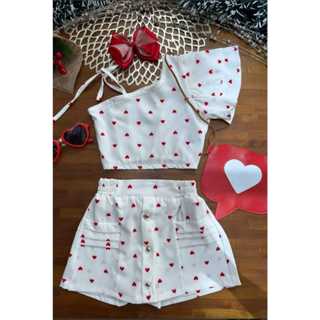 CONJUNTO FEMENINO INFANTIL MENINA CORAÇÃO VERMELHO em Oferta na Shopee