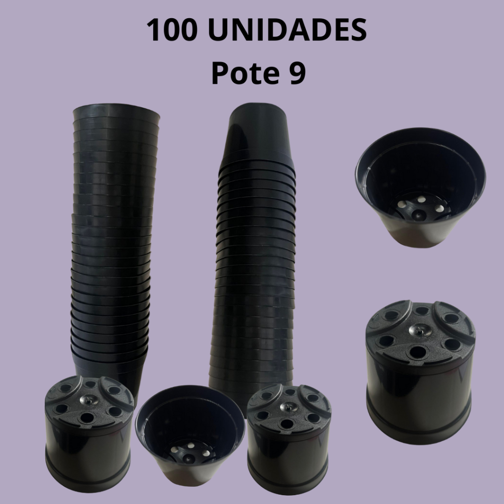 Kit 100 Vasos Pote 9 Preto para Cactos/Suculentas/Mudas/Plantio em Oferta na Shopee