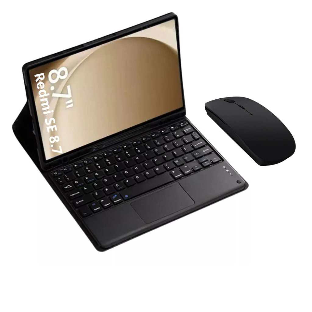 Capa com Teclado para Tablet Xiaomi Redmi Se 8.7 + Mouse Bluetooth