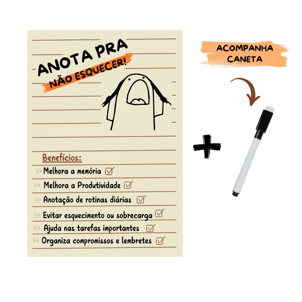 Lousa de Geladeira Magnética Divertida Recados - mini Planner Semanal Bloco de Anotação imã + Caneta