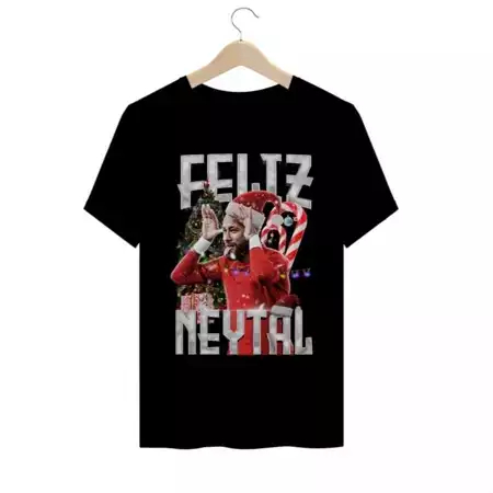 Camiseta Masculino Feliz Natal Camisa Algodão Premium Estampada do Neymar Feliz Neytal