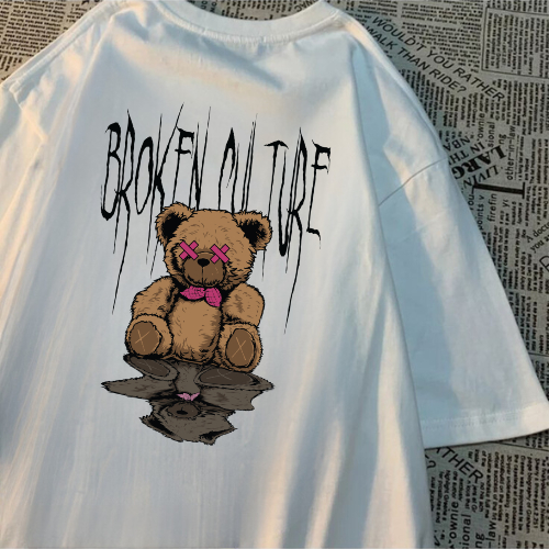 Blusa Unissex Oversized Streetwear  Masculina 100% Algodão Padrão Americano Estampada Urso