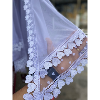 Véu CCB Congregação Algodão e Poá Coração Bico Redondo Renda Guipir Mod-036 em Oferta na Shopee