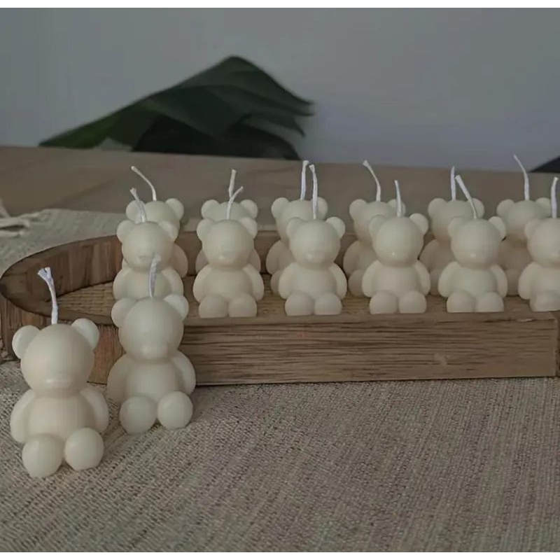 Kit 10/20/ 30 Mini velas em formato de ursinho aromatizada lembrancinhas batizado/ nascimento/aniversário com essência em Oferta na Shopee