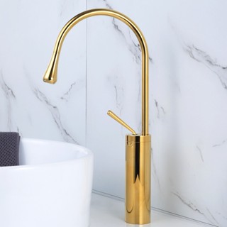 Torneira Pia Banheiro Dourada Luxo Material Cobre Misturador Monocomando Alta 45cm Yesop em Oferta na Shopee