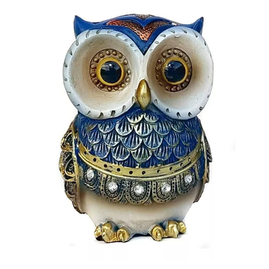 Coruja Decorativa Luxo  Em Resina inteligência Sabedoria conhecimento Sorte em Oferta na Shopee
