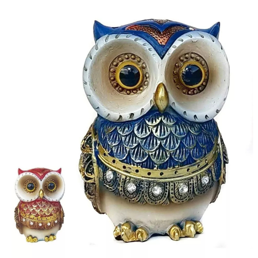 Coruja Decorativa Luxo  Em Resina inteligência Sabedoria conhecimento Sorte