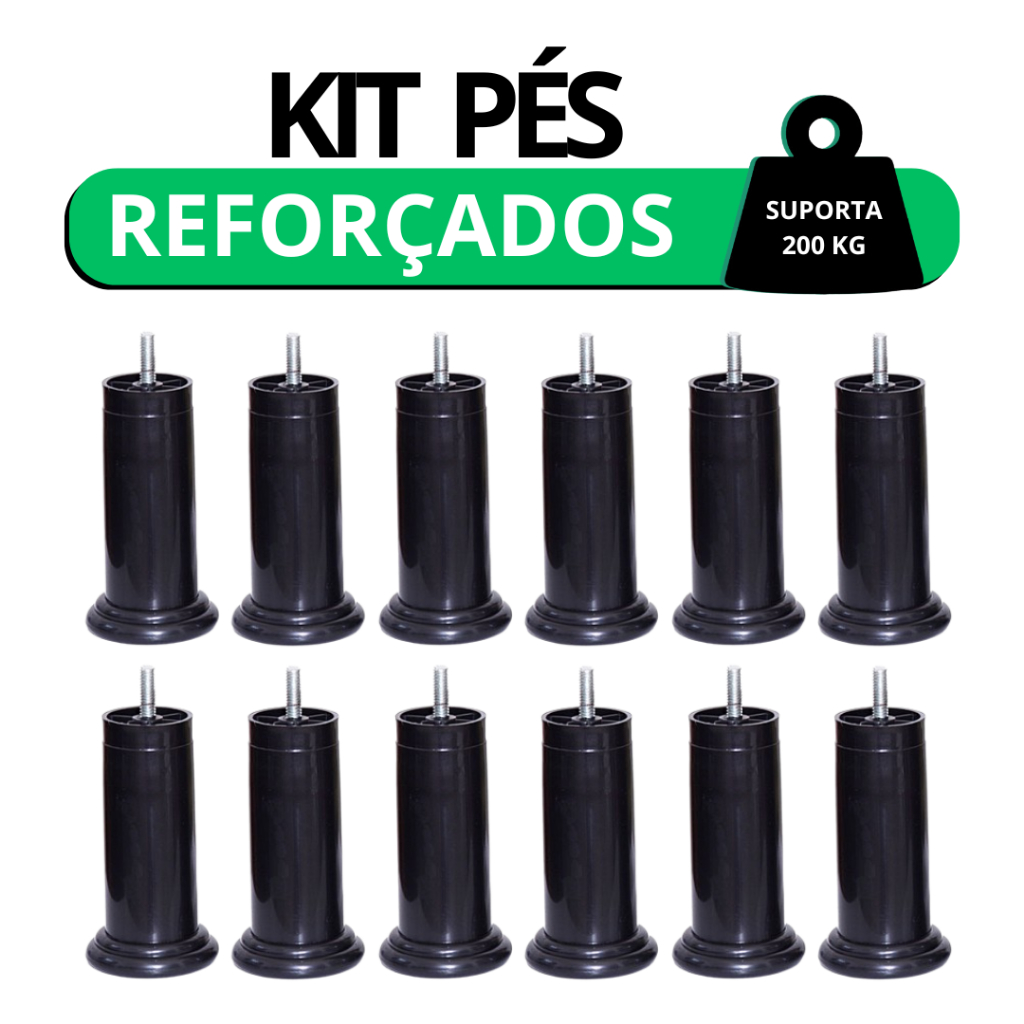 ortobom pes para cama box kit com 6 pes 12 cm de altura