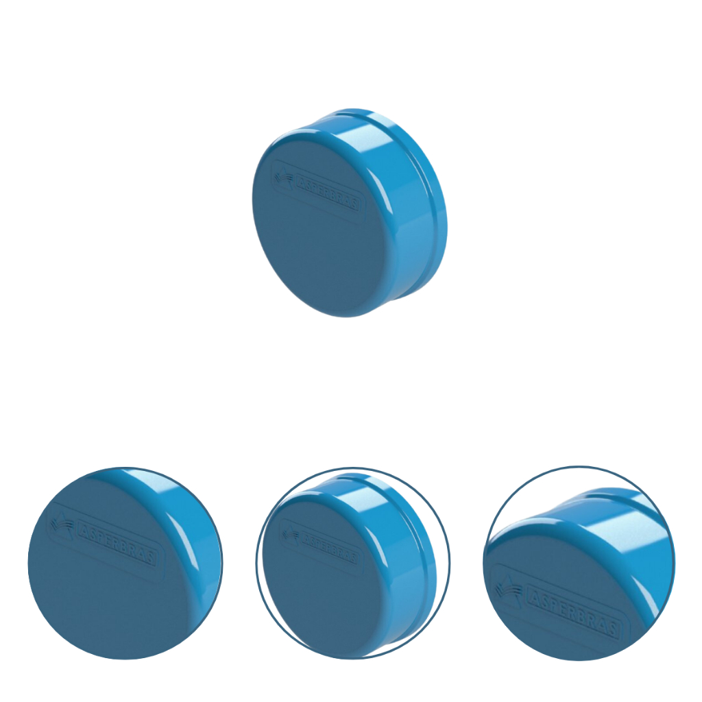 Tampão Final Fêmea Cap De Tubos Soldável Azul Dn 150mm Para Irrigação Asperbras