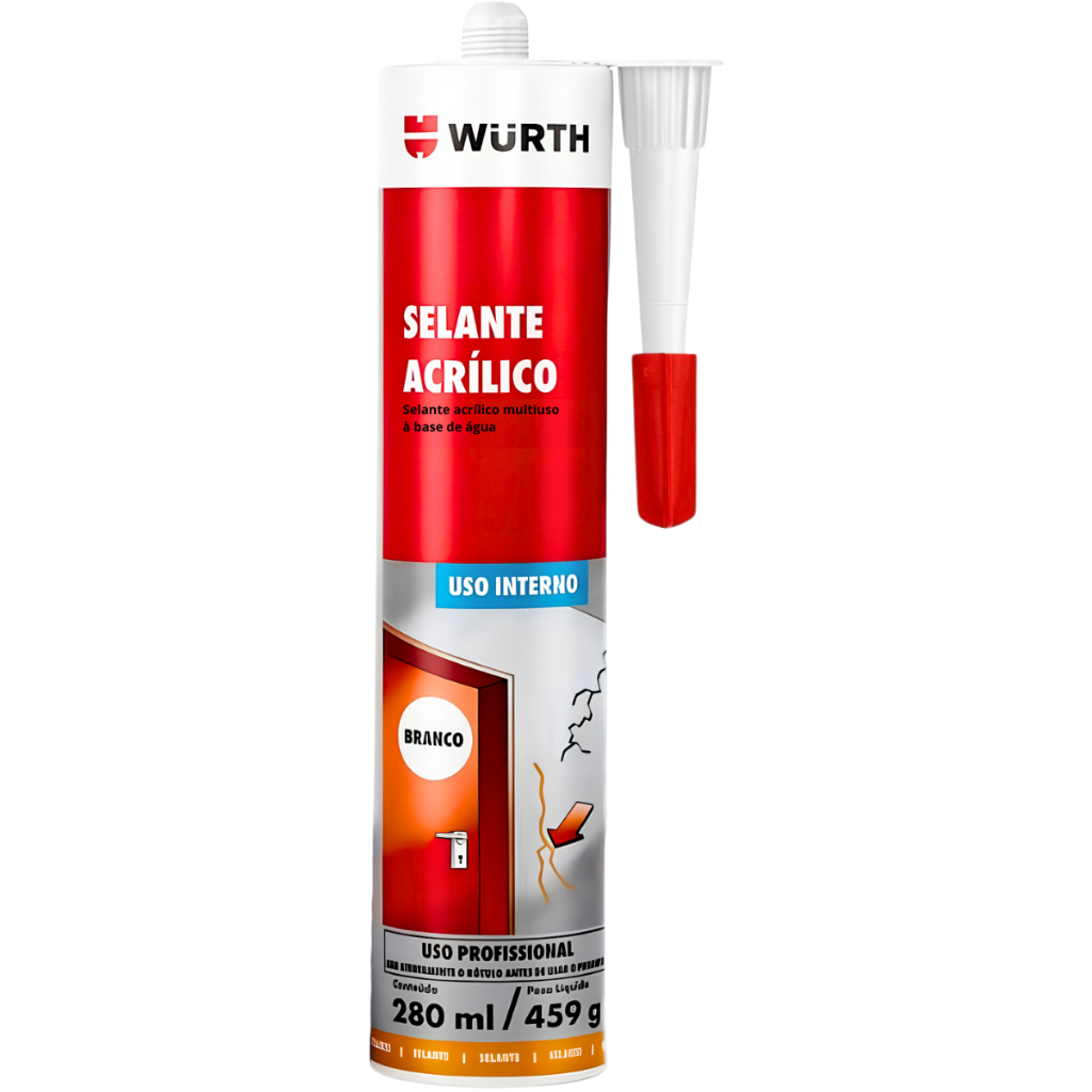 Selante Acrílico Para Fissuras Rachadura Branco 280ml Wurth - Home & Living