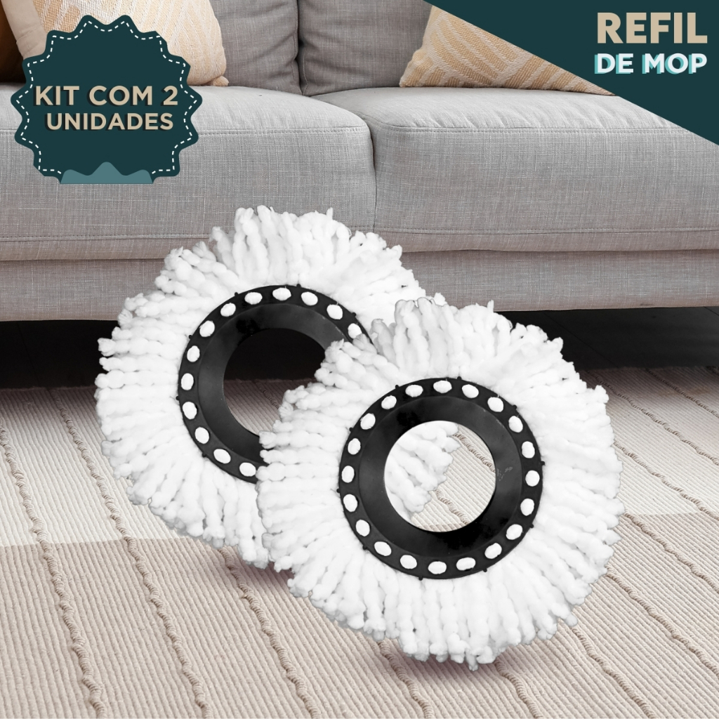 Refil Mop Giratório Esfregão Kit Com 2 Unidades -AV
