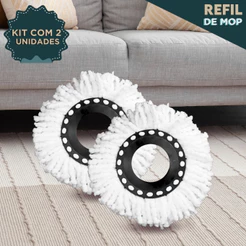 Refil Mop Giratório Esfregão Kit Com 2 Unidades -AV