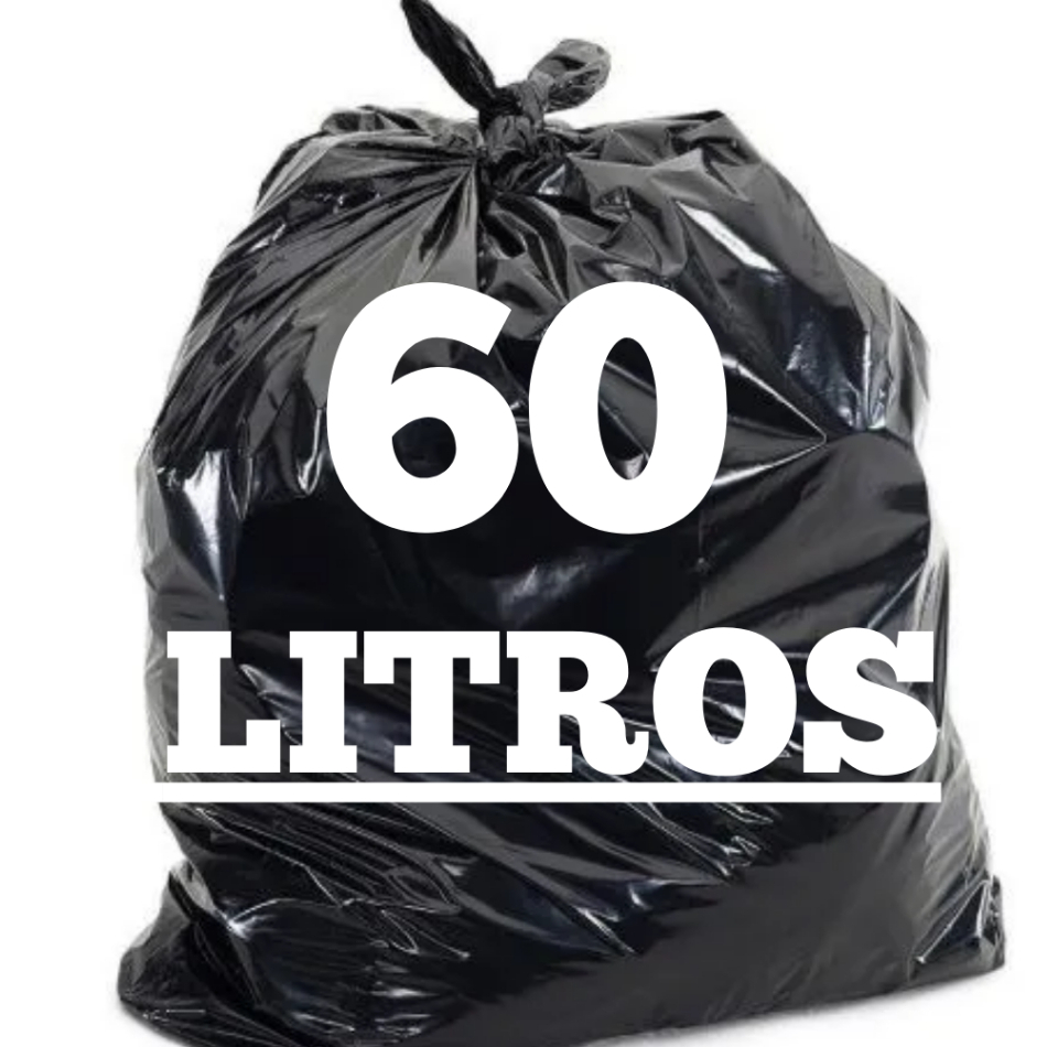 Saco de Lixo 60 Litros Preto c/100 Unidades