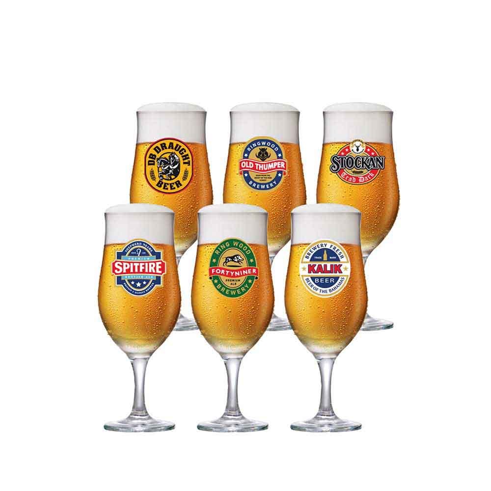 Jogo de Taça de Vidro Berlin Rótulo para Cerveja 6pcs, 330ml - Ruvolo em Oferta na Shopee