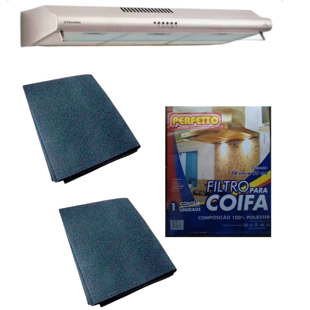 Kit 2 Filtros Manta Para Coifa Exaustor Depurador De Ar 79x59 Todas As Marcas
