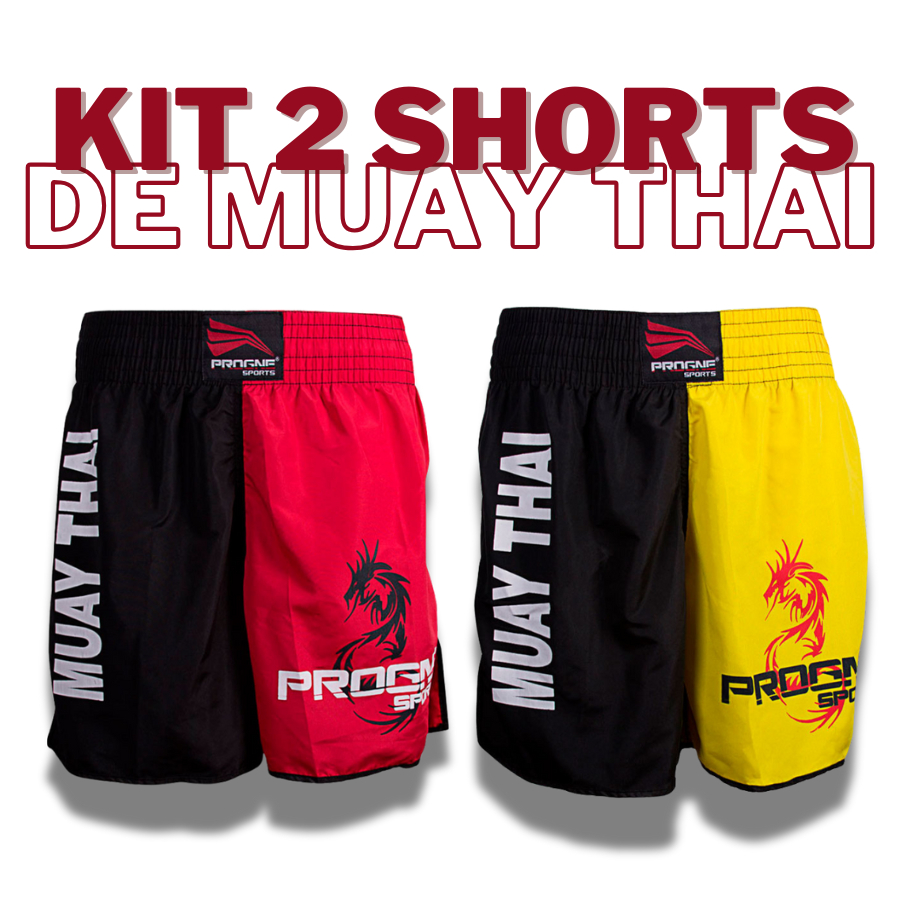 Short Muay Thai Masculino Ideal para Boxe e Artes Marciais - Kit 2