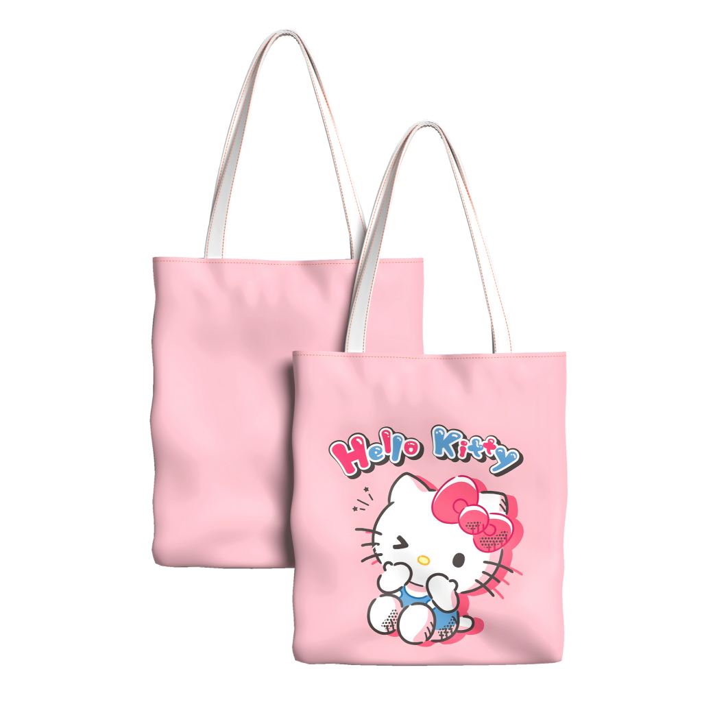 Ecobag Sanrio Personagens Hello Kit, Kuromi, My Melody, Badtz, Chococat, Cinnamoroll, Keroppi, Pompompurin 40x40cm