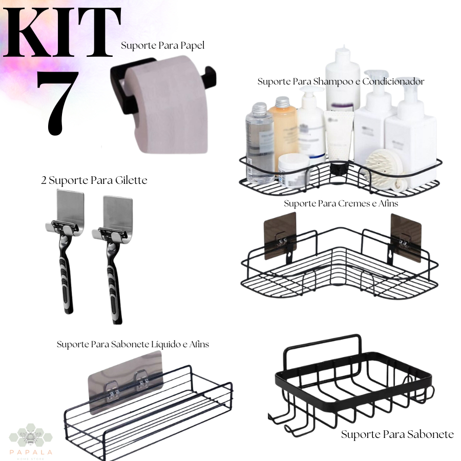 Kit Suporte Organizador de Banheiro Box Suspenso 7 Unidades de Variados Suportes em Oferta na Shopee