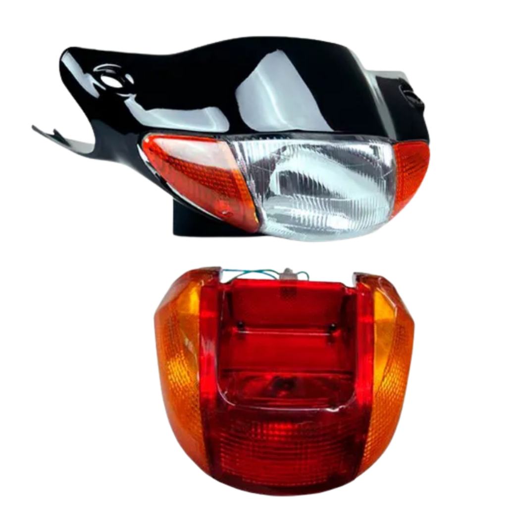 Kit Carenagem do Farol + Bloco Optico + Lanterna Traseira Biz 100 1998 1999 2000 2001 2002 2003 2004 2005