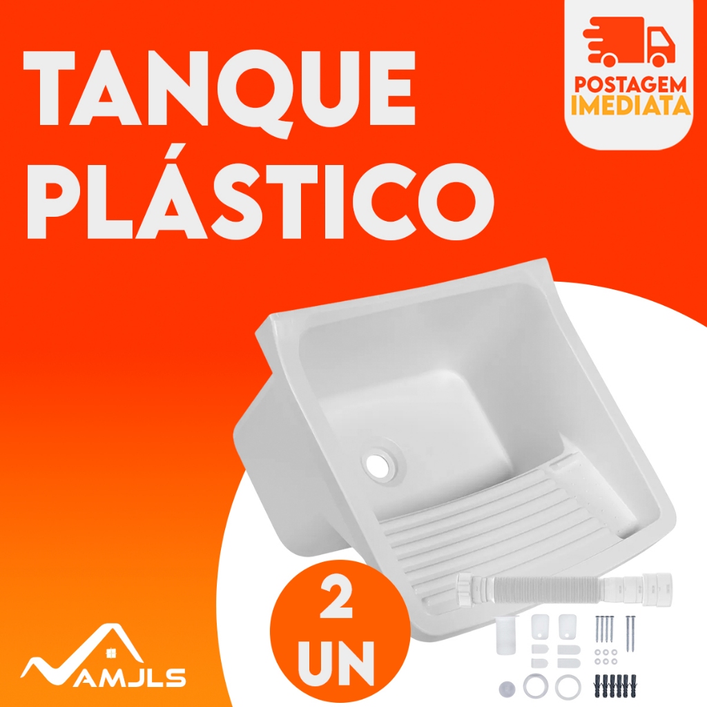 Tanque De Lavar Roupas Plástico 47 X 43cm Astra + Sifão - Cores Kit C/ 2