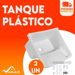Tanque De Lavar Roupas Plástico 47 X 43cm Astra + Sifão - Cores Kit C/ 2