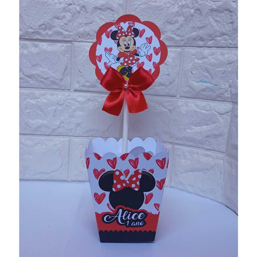 Centro de Mesa Cachepot Minnie Vermelha  personalizadas | Lembrancinhas | Festa infantil | Aniversario | Caixinhas
