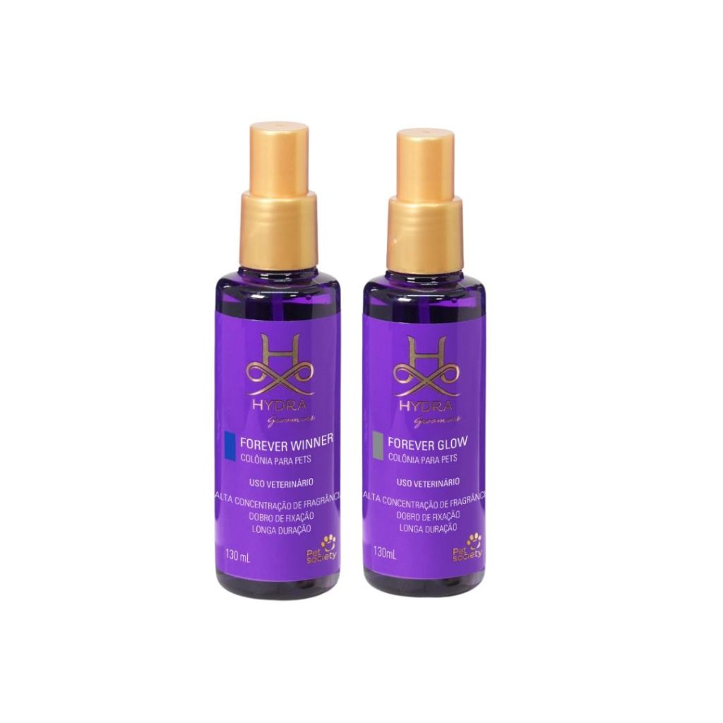 Kit Colônias Pet Cachorro e Gato Hydra Groomers Winner e Glow 130mL