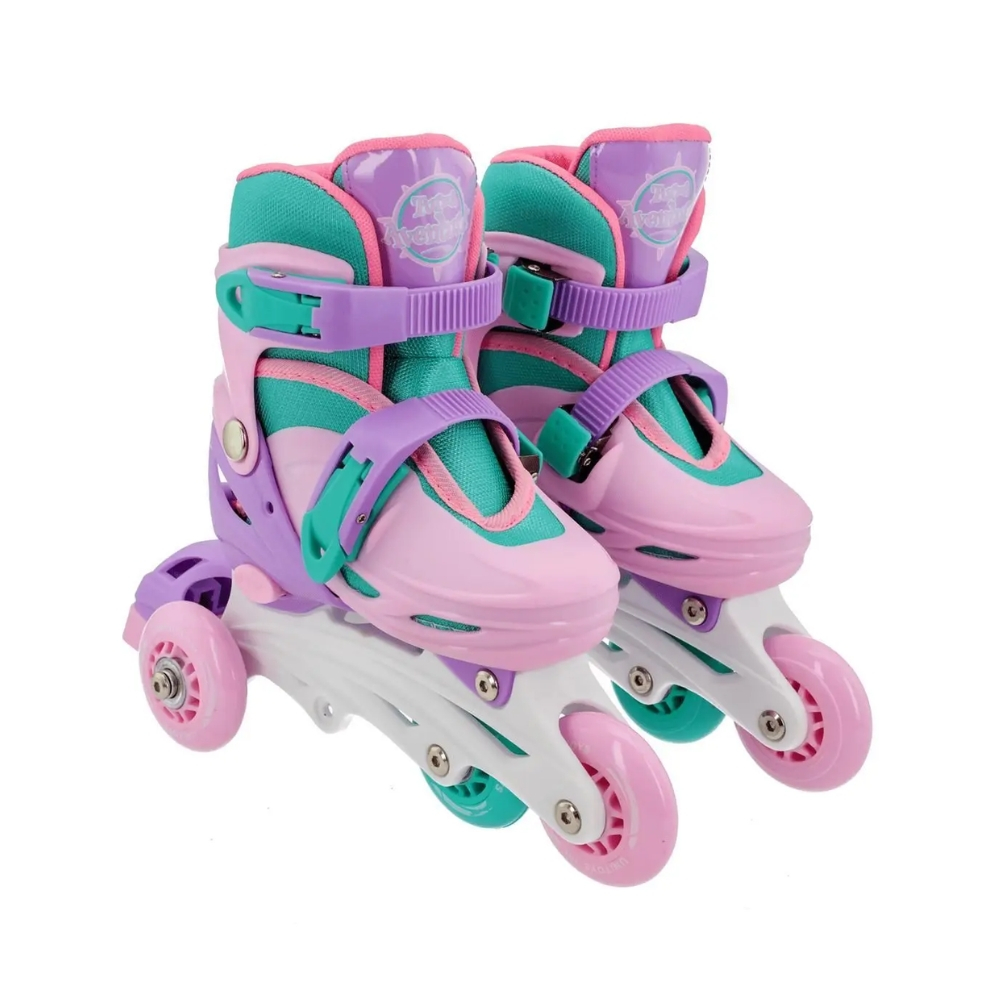 Patins Infantil Inline e Triline + Kit Proteção Completo Turma da Aventura - Unitoys