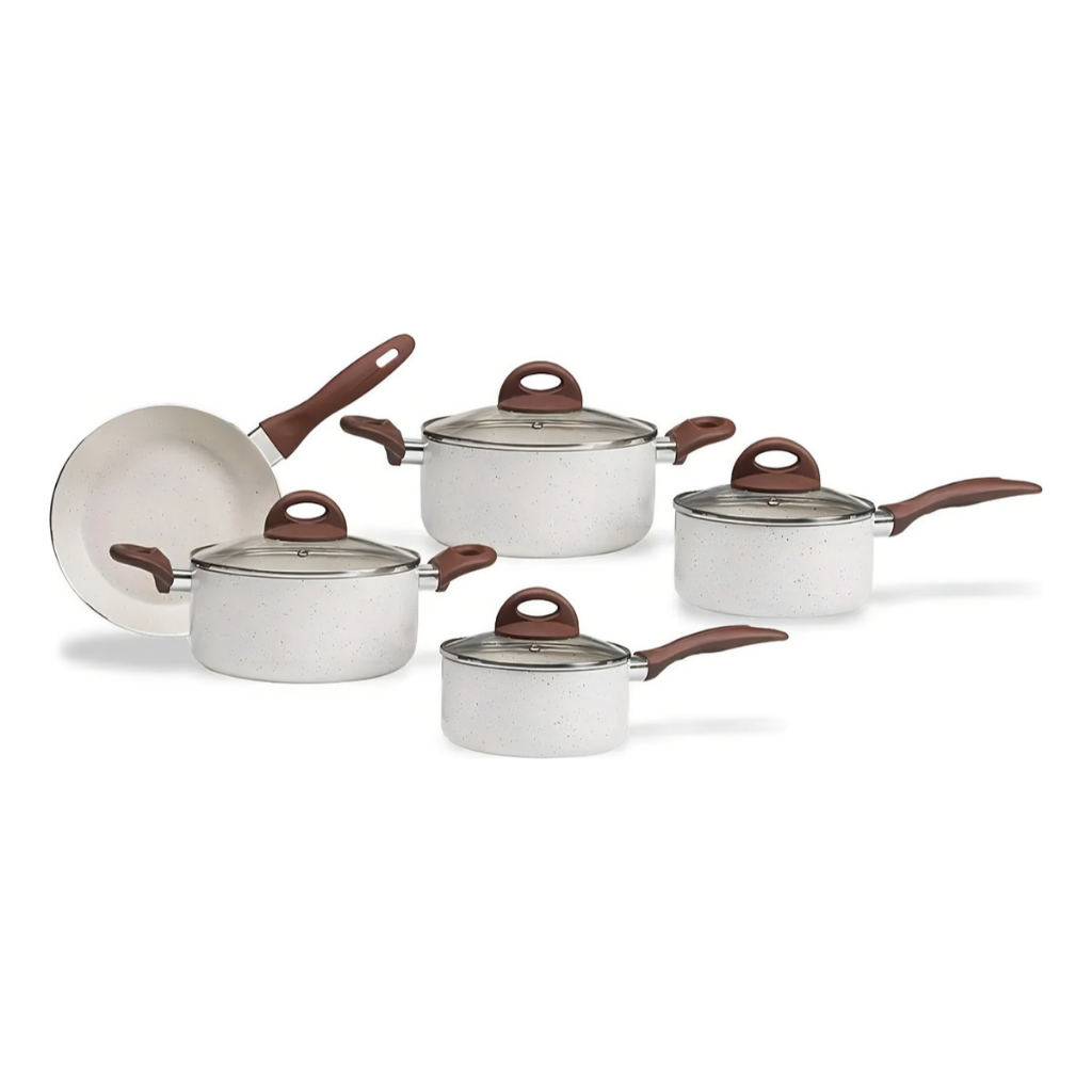 Conjunto De Panelas Antiaderente Indução C/ Tampa 5 Peças Cozinha Fogão Vanilla Brinox