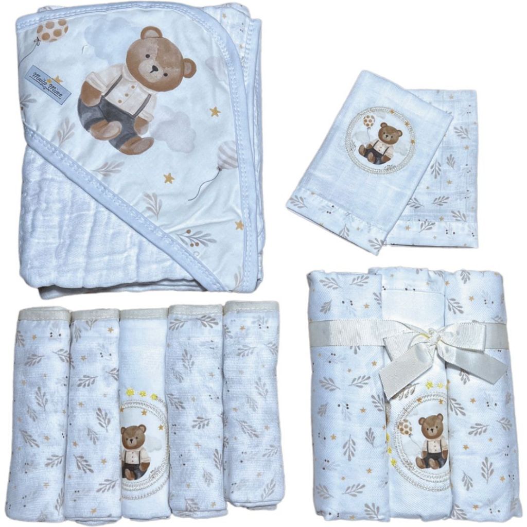 Kit Enxoval para Bebê | Fralda, Toalha Soft, Pano de Boca e Cueiro | Muito Mimo