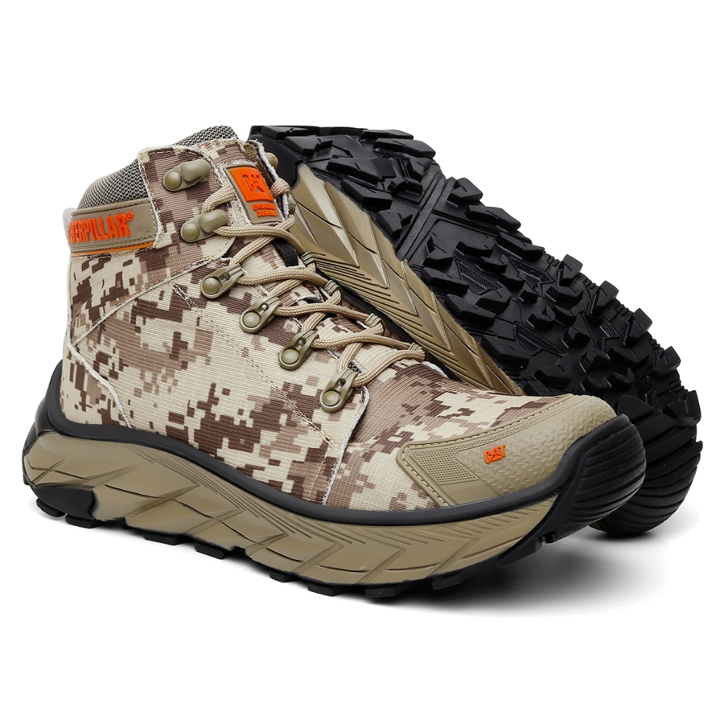 Bota CAT Cano Médio Confortável em Lona Masculino Palmilha GEL