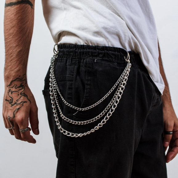 Acessório Corrente Calça Saia Tripla Resistente Unissex Punk Gotico Alternativo em Oferta na Shopee