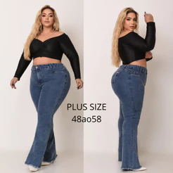 Calça Jeans Flare Plus Size Cintura Alta Lycra Elastano Premiun Efeito Levanta Bumbum Curve Premier