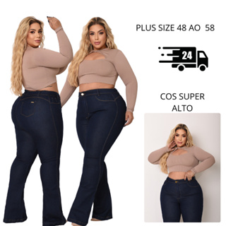 Calça Jeans Feminina Flare Plus Size Levanta Bumbum Premium - Curve em Oferta na Shopee