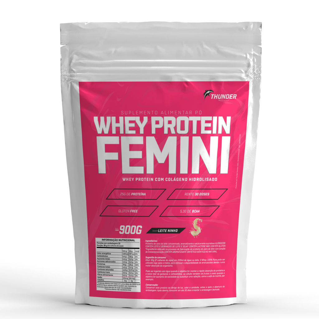 Whey Protein Feminino Com Colágeno Hidrolisado 900g Thunder - Femini Whey