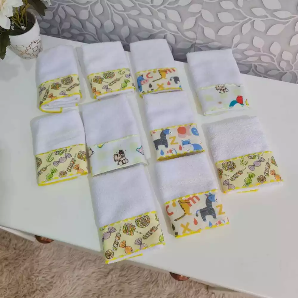 Toalhinhas Enxoval Maternidade do Bebe Ombro e Boca Kit Com 10 Peças
