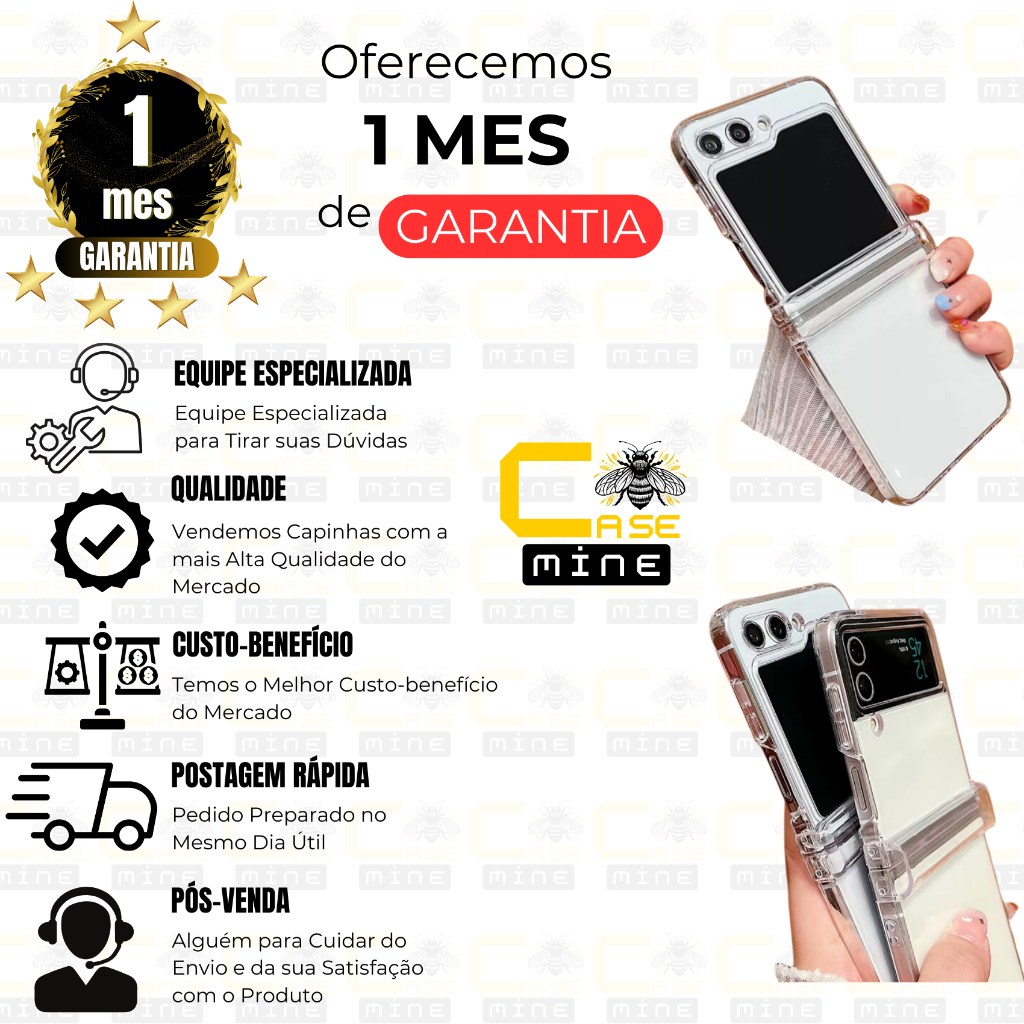 Capa Capinha Case para Z Flip 6 Proteção no Meio Transparente