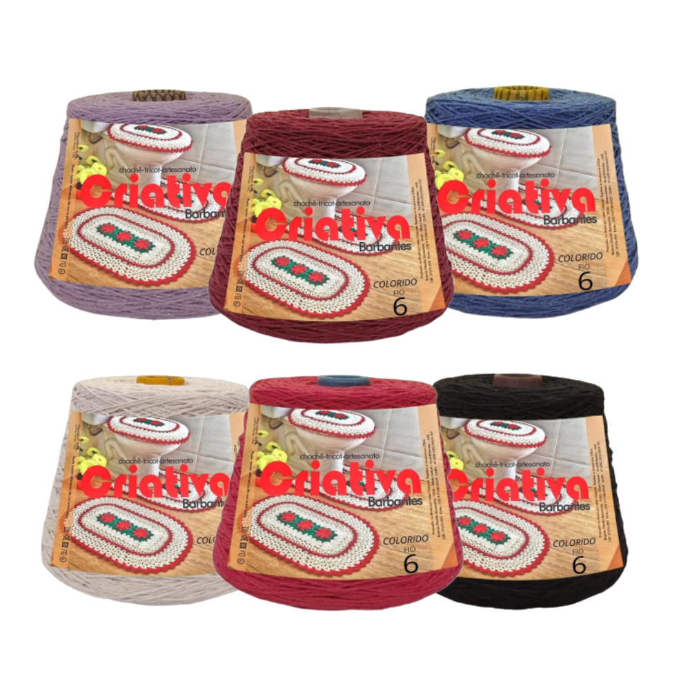Kit 6 Unidades Barbante Criativa 1Kg N.o 6 Cores Predefinidas
