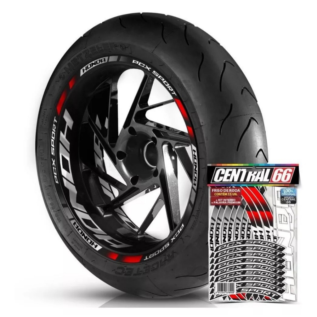 Friso Premium M2 + Adesivo Interno G Honda Pcx Sport Roda Vermelho
