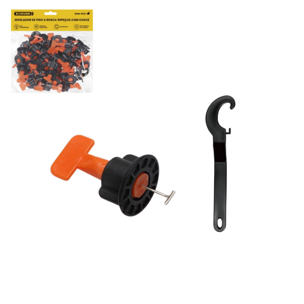 Kit 50 Nivelador A Rosca Com Chave Espaçador Piso Porcelanato Azulejo Reutilizável em Oferta na Shopee