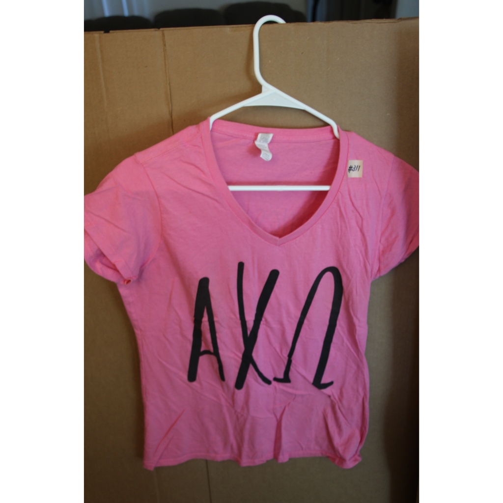 ROUPA #311 MULHER CAMISA ROSA ALPHA CHI OMEGA UNIVERSIDADE ESTADOS UNIDOS TAMANHO M NOTHINGS SWEETER THAN BEIN