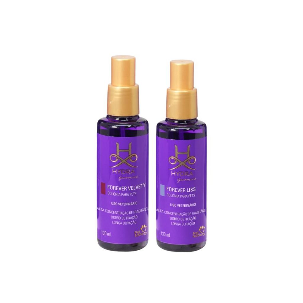 Kit Colônias Pet Cachorro Gato Hydra Groomers Liss e Velvety 130mL