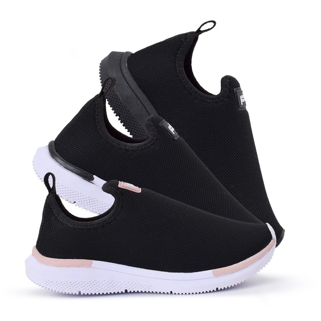 Tênis Meia Feminino Preto com Solado Branco - Confortável e Leve para Qualquer Ocasião